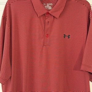 Under Armour Men's Polo Shirt in Red and Black Stripes